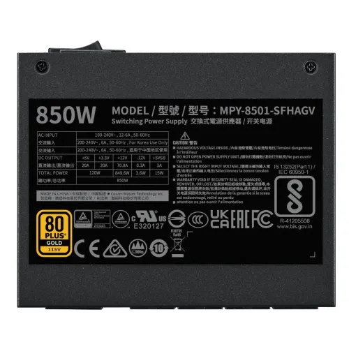 Cooler Master V SFX Gold 850 Full Modular 850W SFX 80 Plus Gold Certified Power Supply