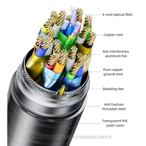 Dtech DT-HF8030KF 30 Meter 8K HDMI Armor Fiber Optic Cable With Waterproof Shell
