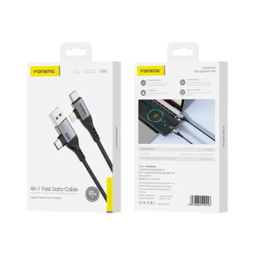 Foneng X92 60W 4-in-1 Fast Charging Cable