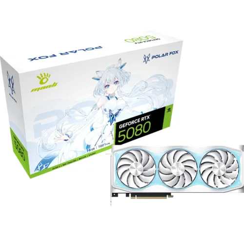 Manli Polar Fox V2 GeForce RTX 5080 OC 16GB GDDR7 Graphics Card