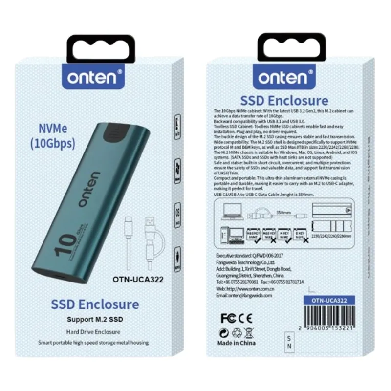 ONTEN OTN-UCA322 SSD Enclosure (Support NVMe)