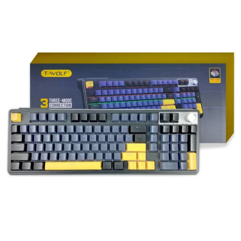 T-wolf T78 RGB Tri Mode (Red Switch) Black Mechanical Gaming Keyboard