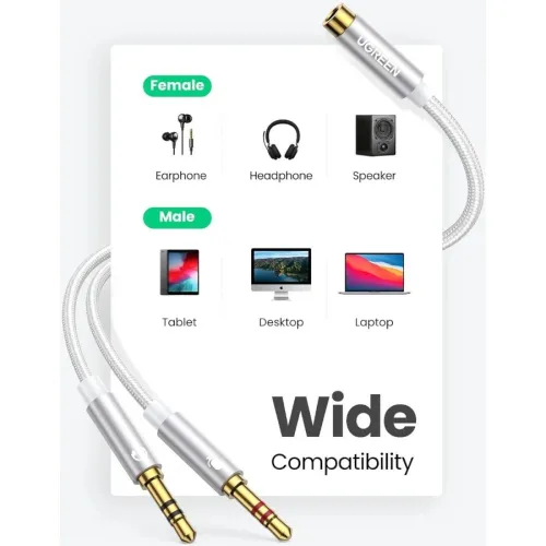 UGREEN AV140 3.5mm Female To Dual 3.5mm Male Audio Splitter Cable