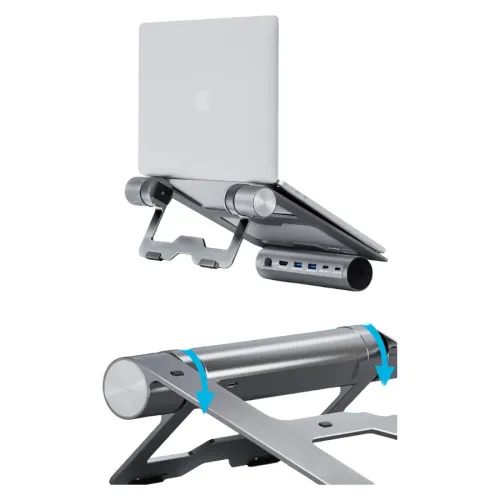 Vyvylabs Wisdom Series VHW06-GY Laptop Stand 6-in-1 Multifunctional HUB Docking Station