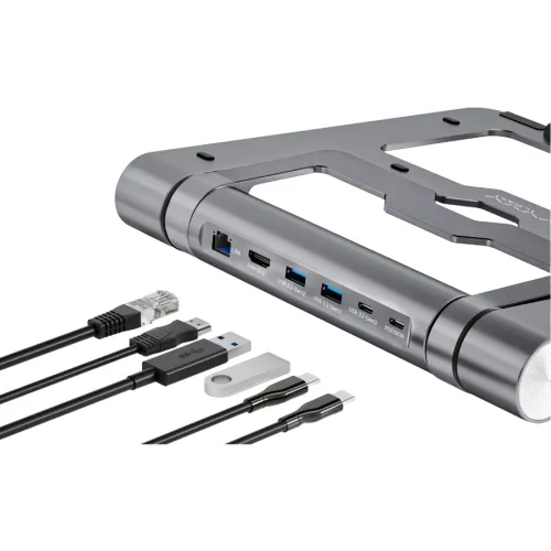 Vyvylabs Wisdom Series VHW06-GY Laptop Stand 6-in-1 Multifunctional HUB Docking Station