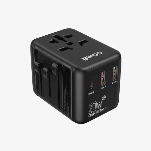 BWOO BO-UC08 PD 20W 3 in 1 GaN Travel Adapter