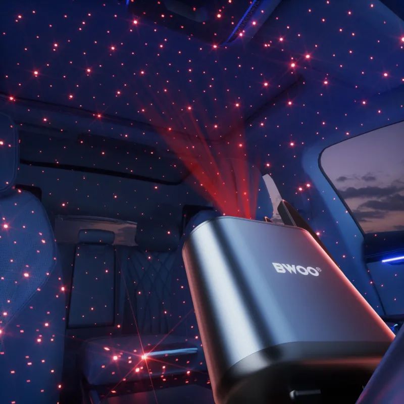 BWOO BO-CC109 120W 4 in 1 Starry Light Car Charger with 2 Retractable Cables