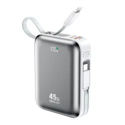 BWOO BO-P77 10000mAh PD45W Power Bank With Built-in USB-C & Lightning Cables BWOO BO-P77 10000mAh PD45W Power Bank With Built-in USB-C & Lightning Cables