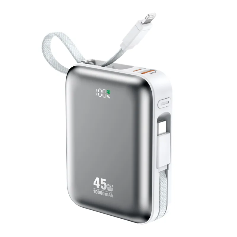 BWOO BO-P77 10000mAh PD45W Power Bank With Built-in USB-C & Lightning Cables BWOO BO-P77 10000mAh PD45W Power Bank With Built-in USB-C & Lightning Cables