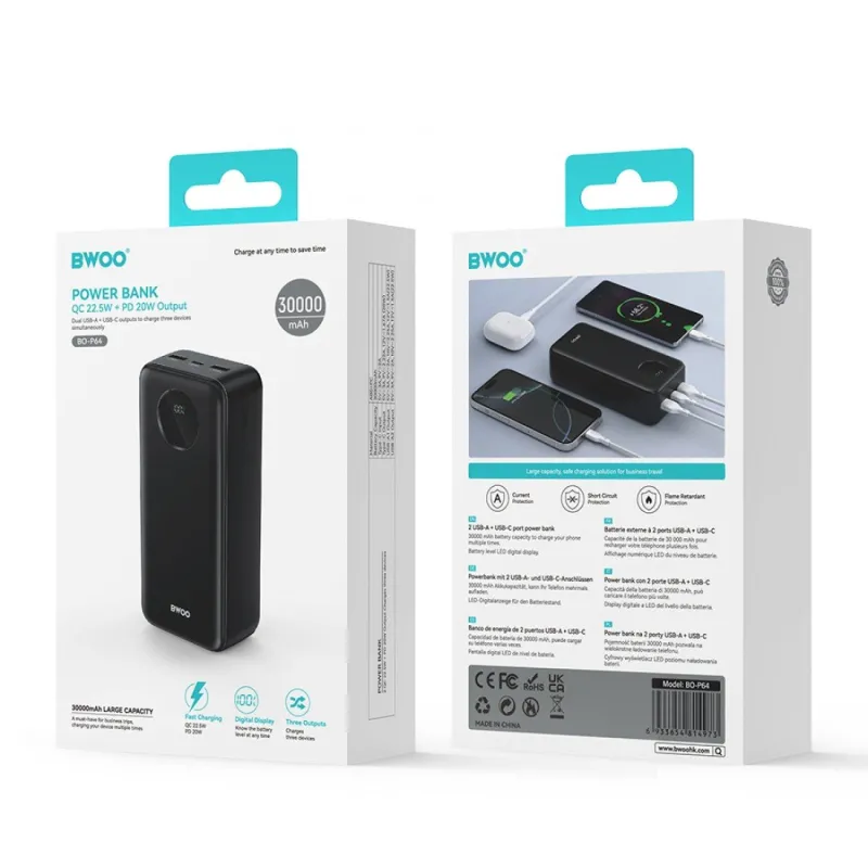 BWOO BO-P64 30000 Fast Charging Power Bank  BWOO BO-P64 30000 Fast Charging Power Bank