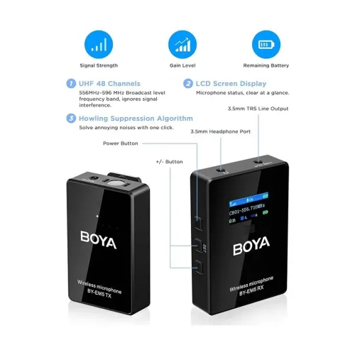 Boya BY-EM5-K1 UHF Wireless Microphone System