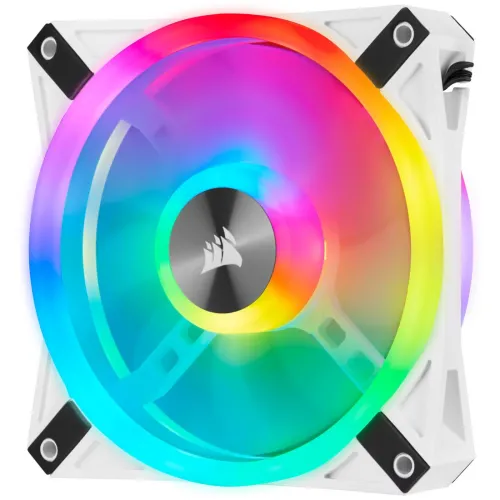 Corsair iCUE QL120 RGB 120mm PWM White Case Fan Triple Fan Kit with Lighting Node CORE