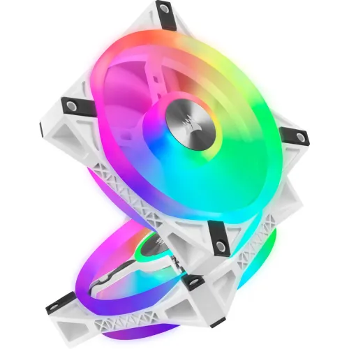 Corsair iCUE QL120 RGB 120mm PWM White Case Fan Triple Fan Kit with Lighting Node CORE