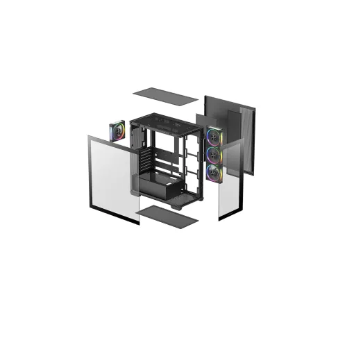 DeepCool CG580 4F V2 Panoramic Glass Panels Single Chamber ATX Fishtank Case with 4 ARGB PWM Fans