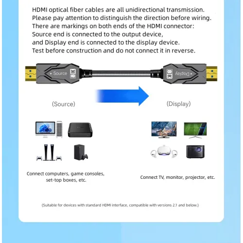 Dtech DT-HF8030KF 30 Meter 8K HDMI Armor Fiber Optic Cable With Waterproof Shell