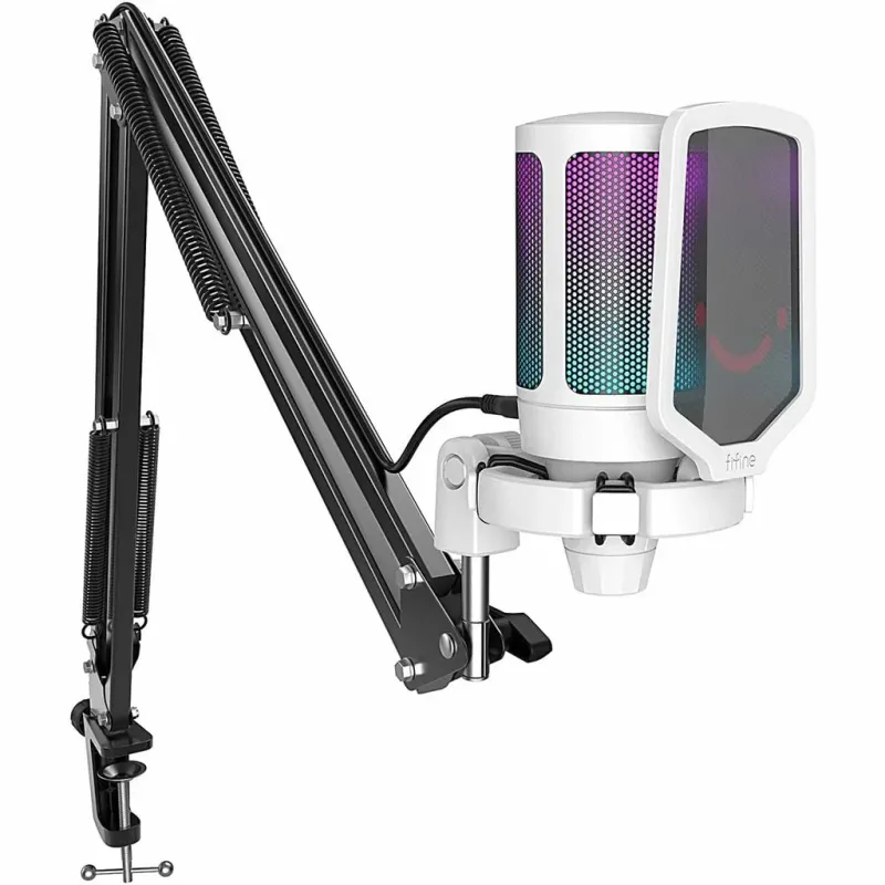 FIFINE AmpliGame A6T RGB USB Condenser Microphone With Boom Arm