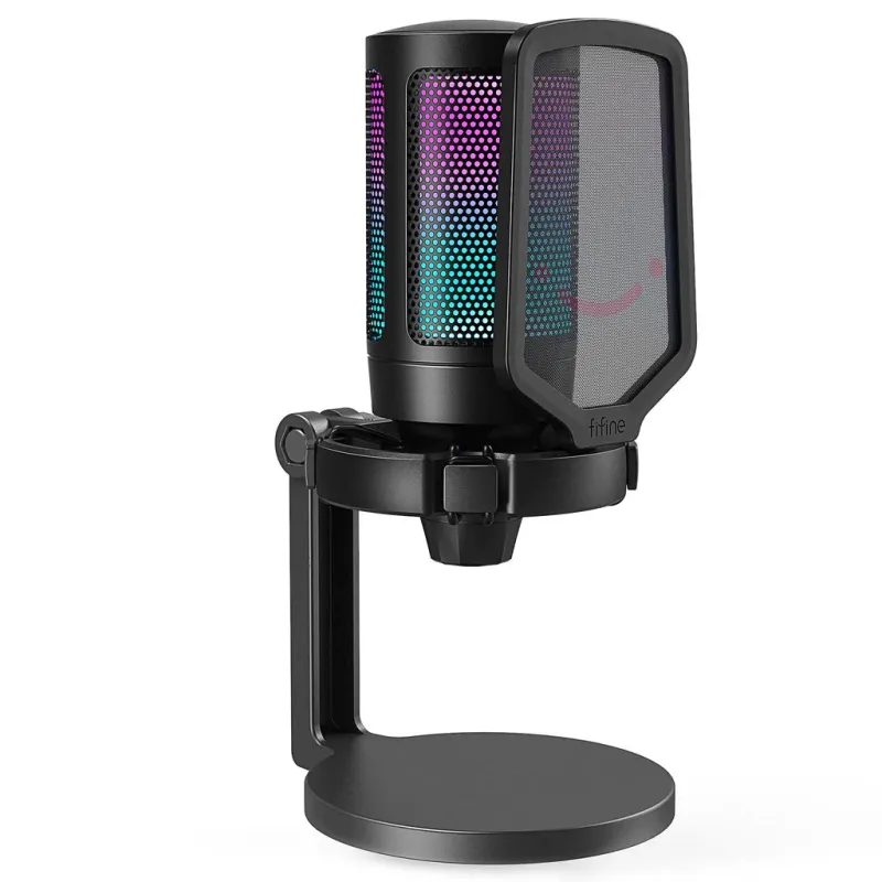 FIFINE AmpliGame A6T RGB USB Condenser Microphone With Boom Arm