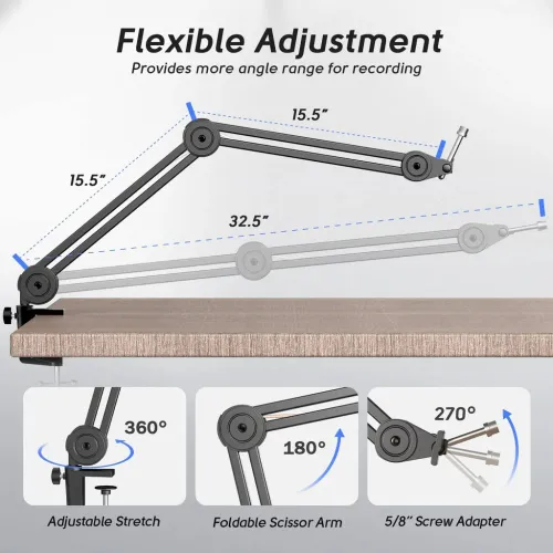 FIFINE BM63 Boom Microphone Arm Stand