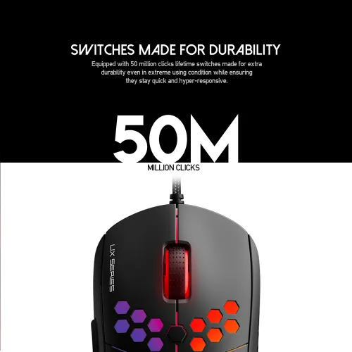 Fantech Hive UX2 6 Buttons 7 Mode USB RGB Gaming Mouse Black