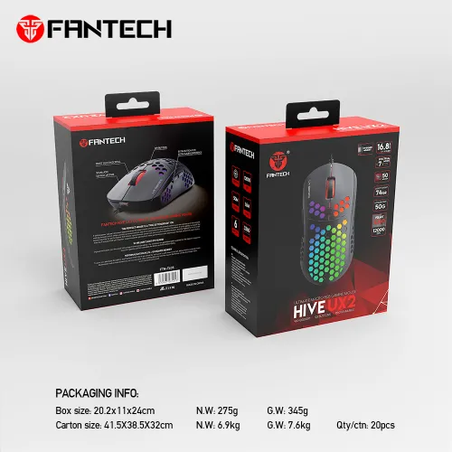 Fantech Hive UX2 6 Buttons 7 Mode USB RGB Gaming Mouse Black