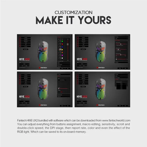 Fantech Hive UX2 6 Buttons 7 Mode USB RGB Gaming Mouse Black