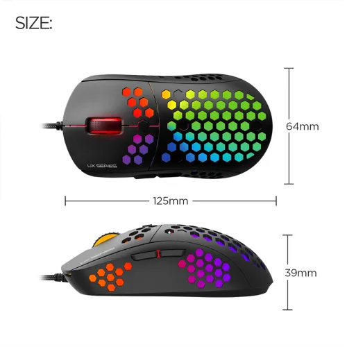 Fantech Hive UX2 6 Buttons 7 Mode USB RGB Gaming Mouse Black