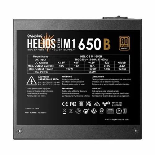 Gamdias HELIOS M1-650B 650W 80 Plus Bronze Power Supply