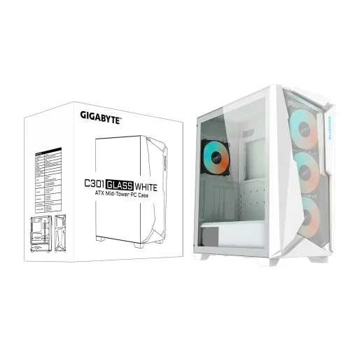 GIGABYTE C301 GLASS WHITE Mid Tower E-ATX Gaming Case