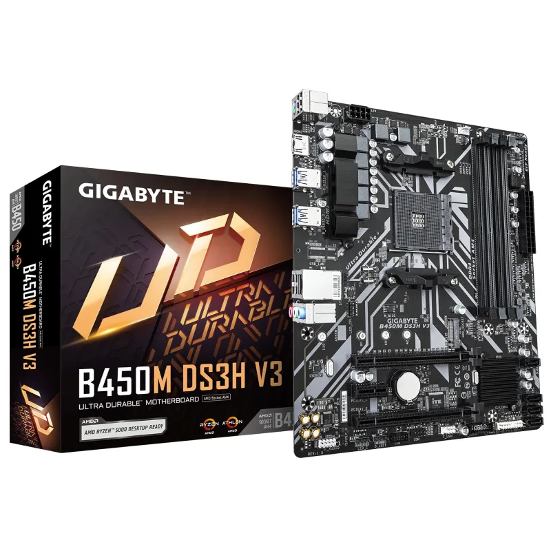 Gigabyte B450M DS3H V3 AMD AM4 Micro ATX Motherboard