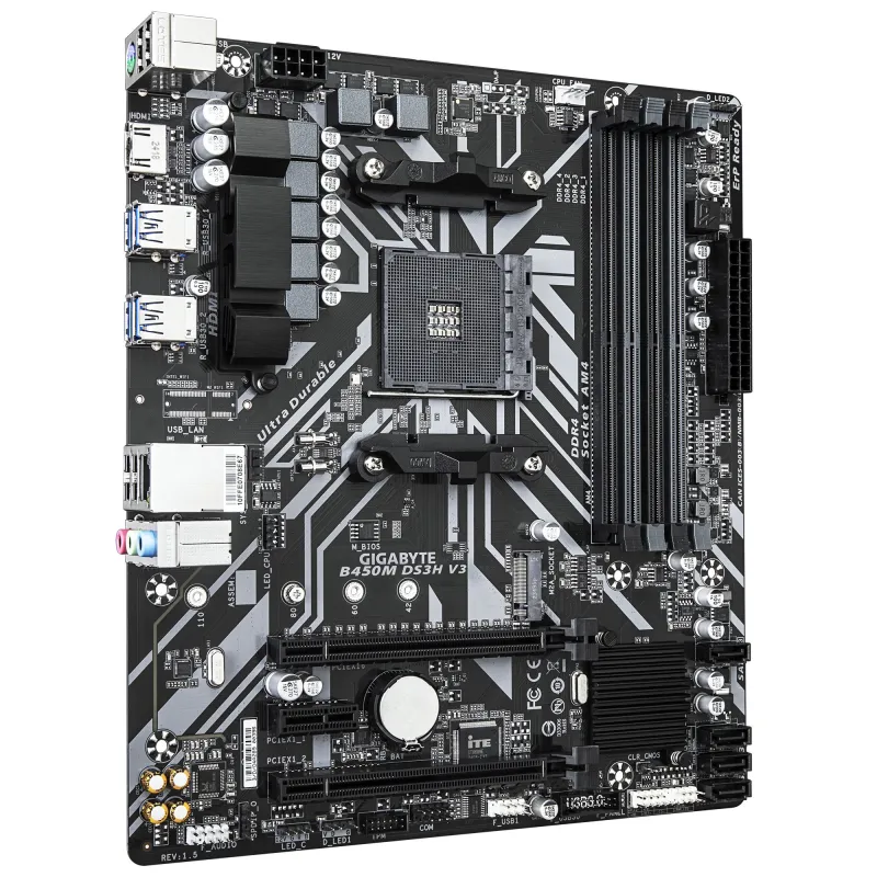 Gigabyte B450M DS3H V3 AMD AM4 Micro ATX Motherboard