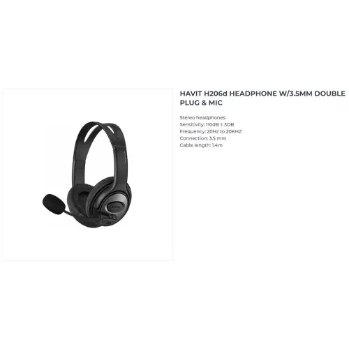 Havit H206D 3.5mm double plug Stereo with Mic Headset