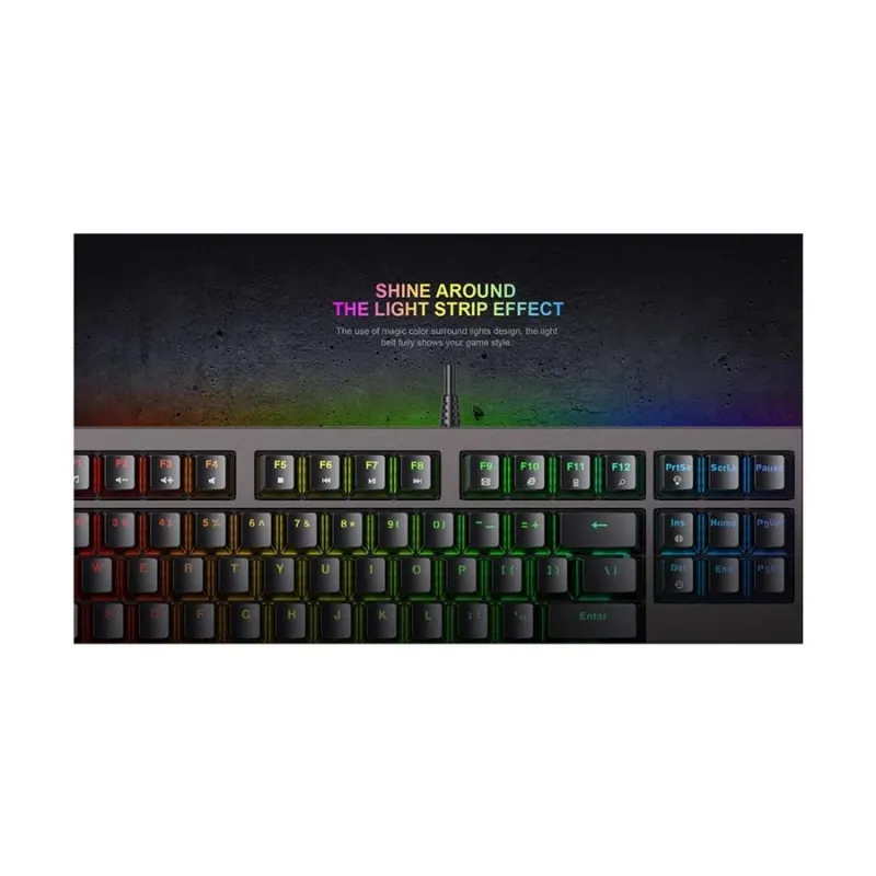 Havit KB872L RGB Backlit Multi-Function Blue Switch Mechanical Gaming Keyboard