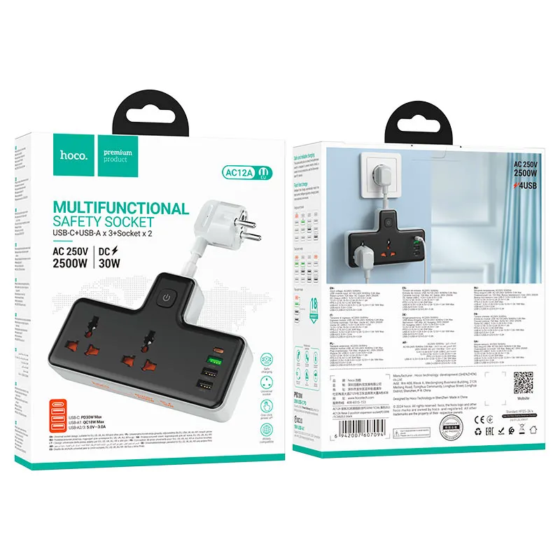 Hoco AC12A Reise 6-Ports Multifunctional Power Strip