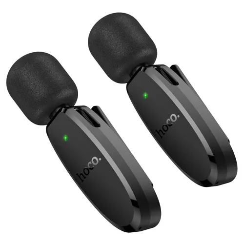 Hoco L15 Type C & Lightning Dual Mic Lavalier Wireless Microphone Black