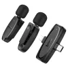 Hoco L15 Type C & Lightning Dual Mic Lavalier Wireless Microphone Black