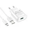 Hoco C109A Fighter 18W Adapter With USB to Micro USB Cable