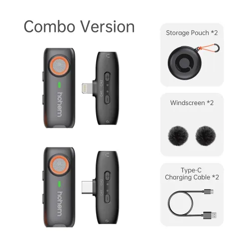 Hohem Mic-01 (2TX+1RX+Charging Case) Wireless Microphone