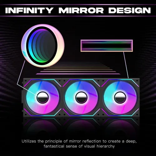 Jungle Leopard JM-V2 120mm Infinite Mirror ARGB Casing Fan Black