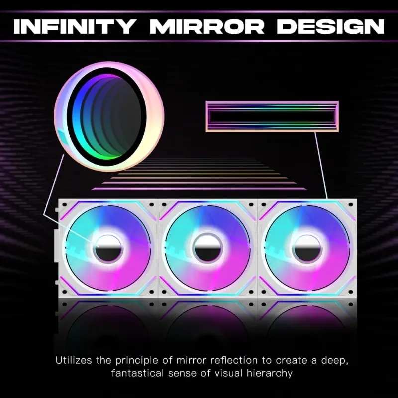 Jungle Leopard JM-V2 120mm Infinite Mirror ARGB Casing Fan White Jungle Leopard JM-V2 120mm Infinite Mirror ARGB Casing Fan White