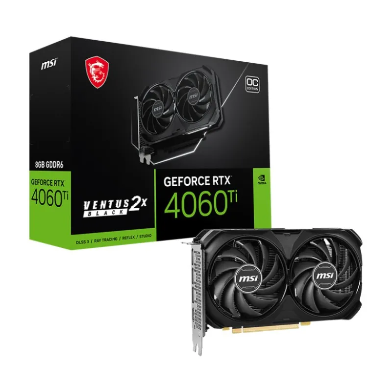 MSI GeForce RTX 4060 Ti VENTUS 2X BLACK 8GB OC GDDR6 Graphics Card