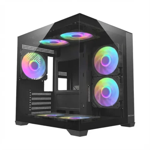 MaxGreen Bright Wave F7 Mid Tower M-ATX Gaming Casing With 7x ARGB Fan (Black)