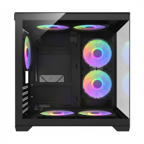MaxGreen Bright Wave F7 Mid Tower M-ATX Gaming Casing With 7x ARGB Fan (Black)