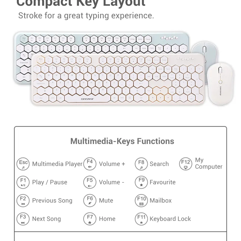 Mofii Geezer Honey S Wireless Keyboard Mouse Combo