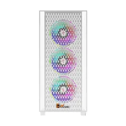 PC Power Flow White Mesh Mid Tower ATX Gaming Casing with Power Supply
