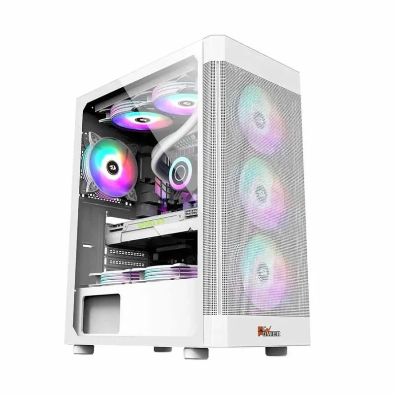 PC Power PG-H350 WH Icy Mesh ATX Mid Tower Gaming Casing