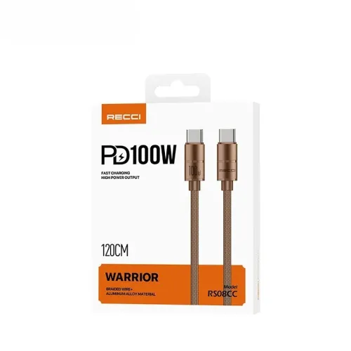 Recci RS08CC 1.2M 100W Type-C Fast Charging Cable