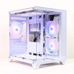 Revenger Base Dynamic Mini Mid Tower Micro ATX ARGB Desktop Gaming Case (white)