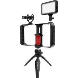 SYNCO Vlogger Kit1 with Microphone and Fill Light for CameraSmartPhone Black