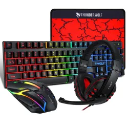 T-WOLF TF800 Wired Gaming Headset Mouse Keyboard And Mousepad 4 In 1 Combo