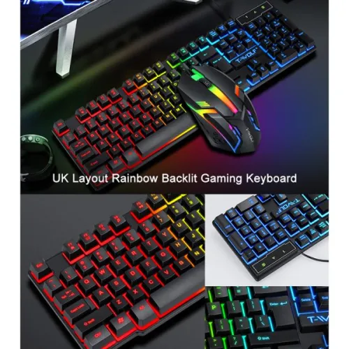 T-WOLF TF800 Wired Gaming Headset Mouse Keyboard And Mousepad 4 In 1 Combo